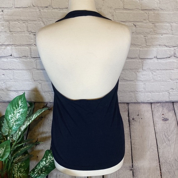 Chaps Navy Size large halter top with scoop back - Picture 5 of 6